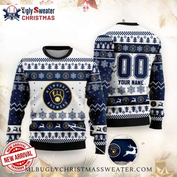 Milwaukee Brewers Custom Snowflake Holiday Ugly Sweater