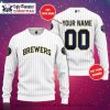 Milwaukee Brewers Christmas Sweater Iconic Team Logo Pattern