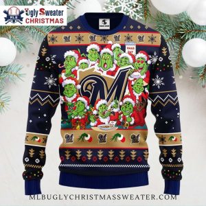 Milwaukee Brewers Grinch Family Xmas Day Ugly Sweater