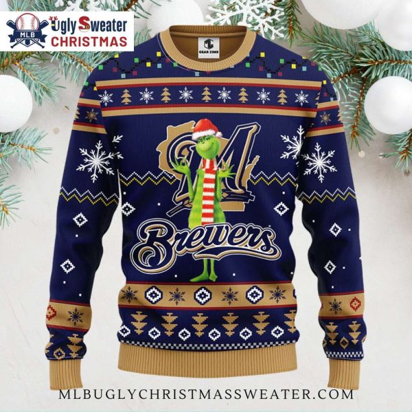 Milwaukee Brewers Grinch Festive Christmas Ugly Sweater