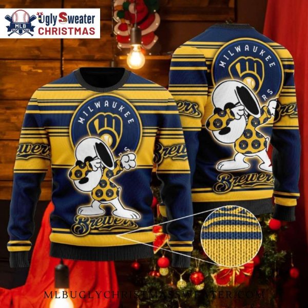 Milwaukee Brewers Snoopy Dabbing Ugly Christmas Sweater