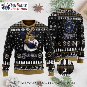 Milwaukee Brewers Ugly Christmas Sweater Batting Mascot Design