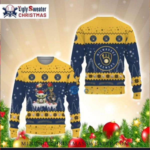 Milwaukee Brewers Yellow Festive Tree Ugly Christmas Sweater