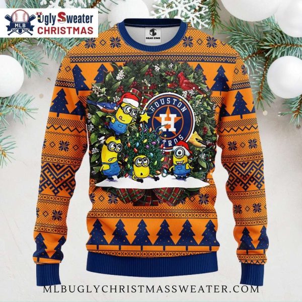 Minions And Houston Astros Christmas Sweater – Fun Holiday Design