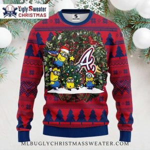 Minions Decorating Atlanta Braves Christmas Sweater