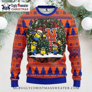 Minions New York Mets Christmas Wreath Ugly Sweater – NY Mets Sweater