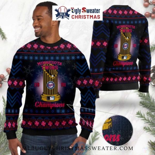 Minnesota Twins 1991 Champions Trophy Ugly Christmas Sweater