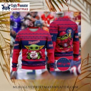 Minnesota Twins Baby Yoda Baseball Ugly Christmas Sweater