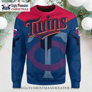 Minnesota Twins Bold Logo And Emblem Two Toned Ugly Sweater 1