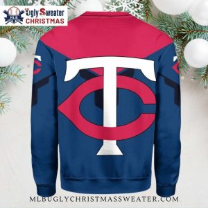 Minnesota Twins Bold Logo And Emblem Two Toned Ugly Sweater 2