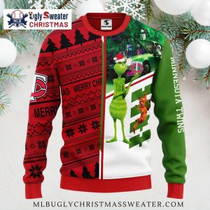 Minnesota Twins Grinch And Scooby-doo Ugly Christmas Sweater