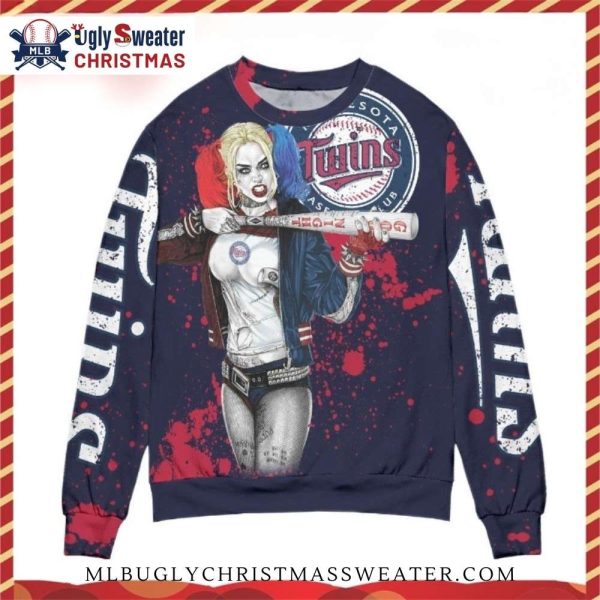 Minnesota Twins Harley Quinn Ugly Christmas Sweater