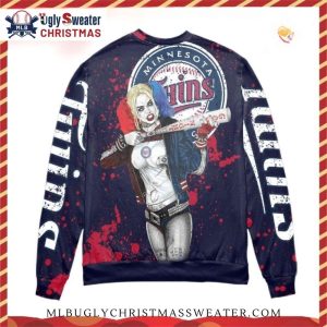 Minnesota Twins Harley Quinn Ugly Christmas Sweater 3