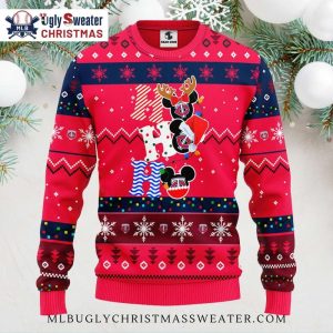 Minnesota Twins Ho Ho Ho Mickey Mouse Reindeer Ugly Sweater