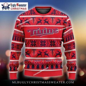 Minnesota Twins Holiday Reindeer Knitted Ugly Christmas Sweater