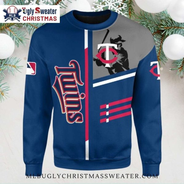 Minnesota Twins Iconic Player Tribute Colorblock Christmas Sweater