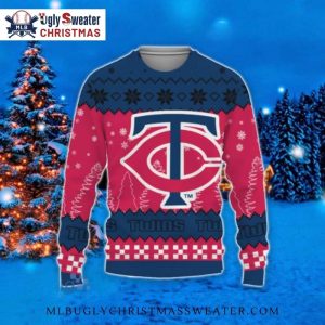 Minnesota Twins Logo Pattern Ugly Christmas Sweater