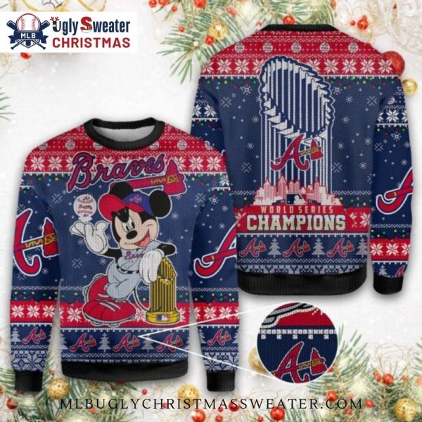 Minnie Mouse Braves World Series Champions Ugly Sweater