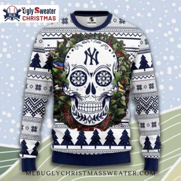 NY Yankees Sugar Skull Ugly Christmas Sweater