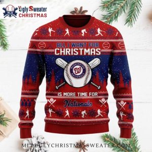 Nationals Christmas Baseball Ugly Sweater – More Time For Baseball