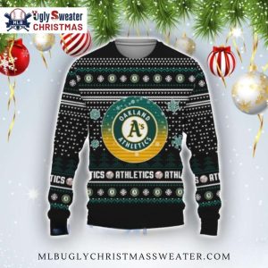 Oakland Athletics Logo Snowflakes Ugly Christmas Sweater