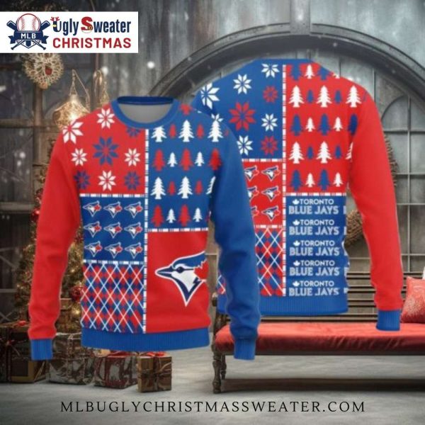 Patchwork Design Toronto Blue Jays Ugly Christmas Sweater