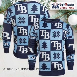 Patchwork TB Logo Tampa Bay Rays Ugly Christmas Sweater