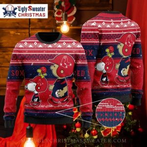 Peanuts Red Sox Ugly Sweater With Charlie Brown And Snoopy Design