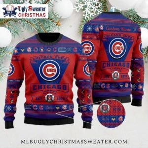 Personalized Cubs Ugly Christmas Sweater – Vintage Logo Edition