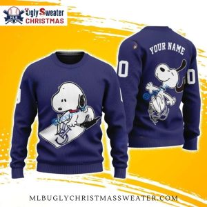 Personalized Snoopy Skating Colorado Rockies Ugly Christmas Sweater