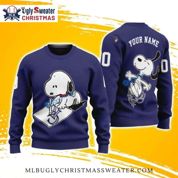 Personalized Snoopy Skating Colorado Rockies Ugly Christmas Sweater