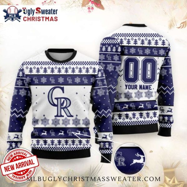 Personalized Snowflake MLB Colorado Rockies Ugly Sweater Custom Name