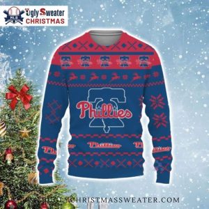 Philadelphia Phillies Classic Blue Red Liberty Bell Ugly Sweater