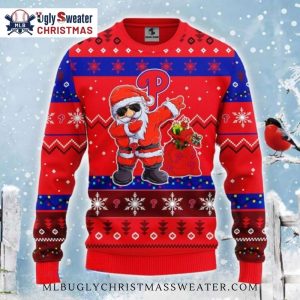 Philadelphia Phillies Santa Dabbing Red Ugly Christmas Sweater