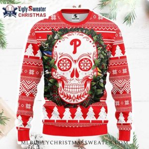 Philadelphia Phillies Sugar Skull Ugly Christmas Sweater