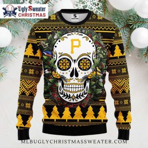 Pittsburgh Pirates Sugar Skull Christmas Ugly Sweater