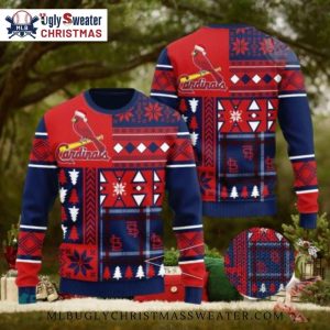 Plaid and Snowflakes Cardinals Ugly Christmas Sweater