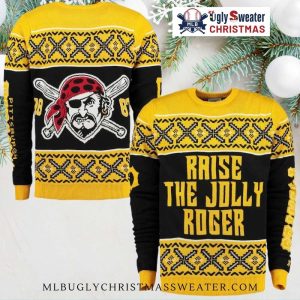 Raise The Jolly Roger Pittsburgh Pirates Skull Ugly Sweater