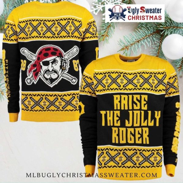 Raise The Jolly Roger Pittsburgh Pirates Skull Ugly Sweater