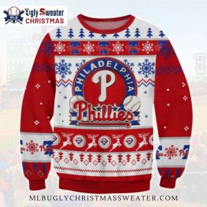 Red And Blue Logo Philadelphia Phillies Christmas Ugly Sweater