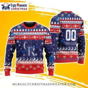 Red And Blue Snowflake Colorado Rockies Ugly Sweater Custom Name