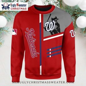 Red And Grey Nationals Batting Ugly Christmas Sweater Classic Style 1