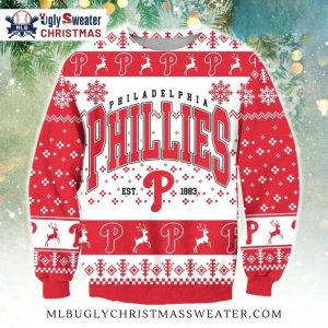 Red Classic Philadelphia Phillies Ugly Christmas Sweater