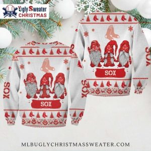 Red Sox Gnomes Ugly Christmas Sweater With Sox Logo