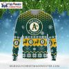 Oakland Athletics Logo Snowflakes Ugly Christmas Sweater