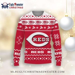 Reindeer Design Cincinnati Reds Red Ugly Christmas Sweater