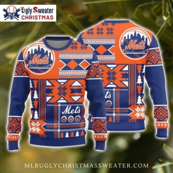 Retro New York Mets Pattern Ugly Christmas Sweater – Winter Style