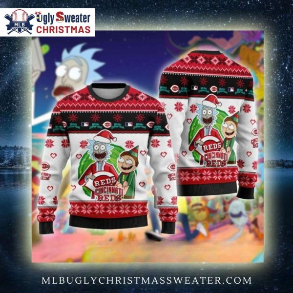 Rick And Morty Cincinnati Reds Ugly Christmas Sweater