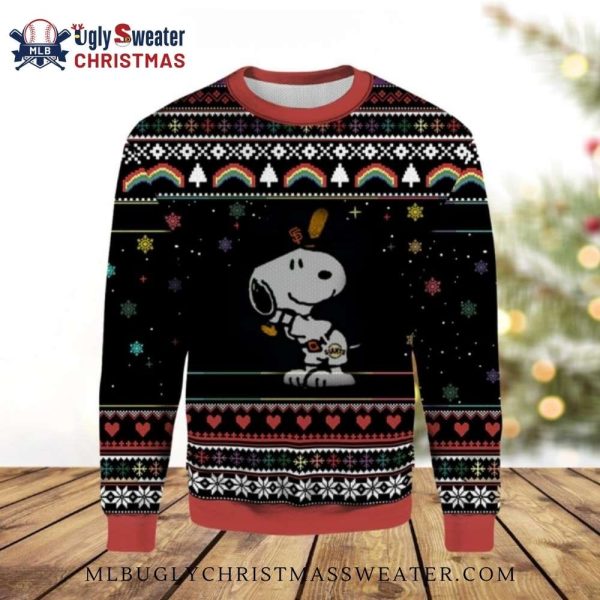 SF Giants Snoopy Holiday Stars Festive Christmas Sweater