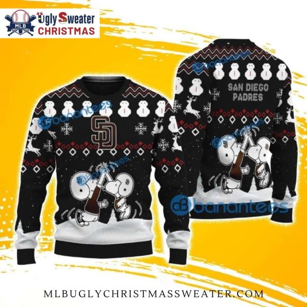 San Diego Padres Snoopy Ugly Sweater Snowmen Christmas Theme